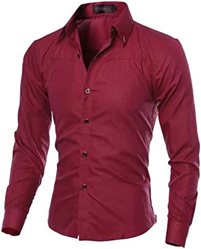 Мъжки Лека Ежедневни Класическа риза, Стилни Обикновена Ризи с копчета, Ризи Свободно Намаляване с дълъг ръкав (в