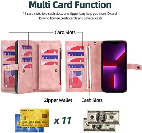 Чанта-портфейл TwoHead за iPhone 13 Pro с държач за карти и Сменяем Магнитен Калъф За телефон, устойчив на удари