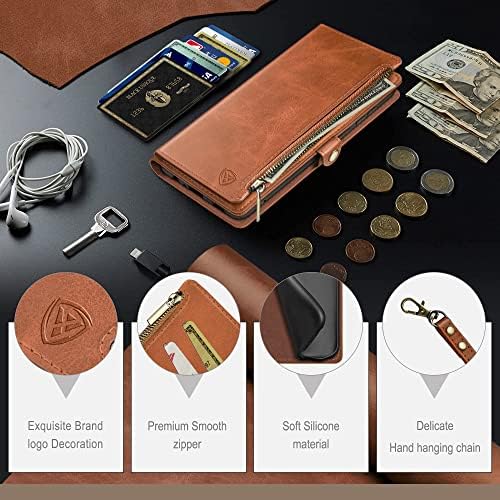 XcaseBar за Samsung Galaxy S22 Ултра Чанта-портфейл с цип 【Заключване RFID】 Титуляр за кредитни карти, флип-награда