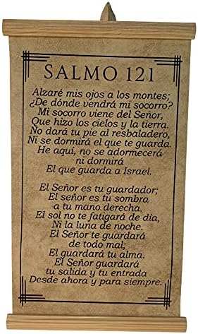 Salmo 121 Alzare Mis Ojos a Los Montes Pergamino, Готови за подвешиванию, 14 x 8,5 инча, Пергаментный принт в селски