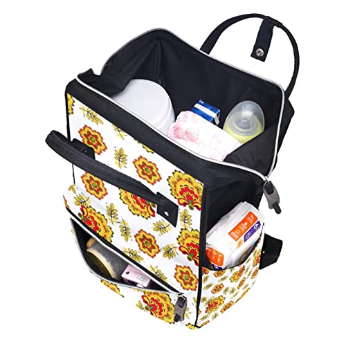Чанта за Бебешки Пелени, Раница за Памперси за Бременни, Пътна Чанта-Тоут за Жени и Мъже С Красиви Жълти Цветя