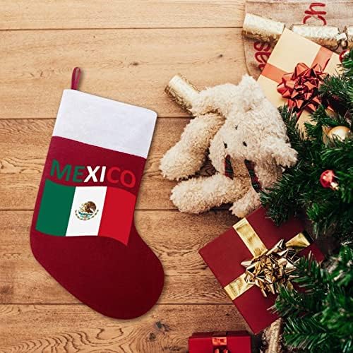 Знаме на Мексико, Червени Коледни Празници Чорапи, Украса за Дома, Коледна Елха, Висящи Чорапи за Камината
