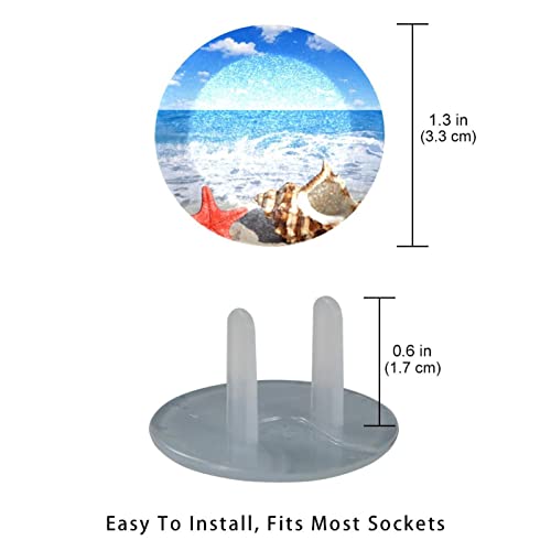 Плажни Летни шапки за контакти с мивки морски звезди, 12 опаковки - Защитни капачки за контакти, за деца – Здрави и устойчиви – Лесно да защитават вашите контакти от