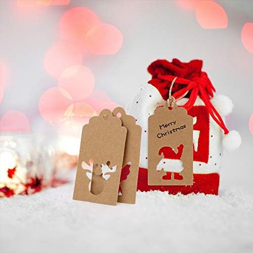 CCINEE Коледни Етикети от крафт-хартия, Коледна виси Етикет с Въжета за подарък опаковки САМ Crafts, 180 бр.