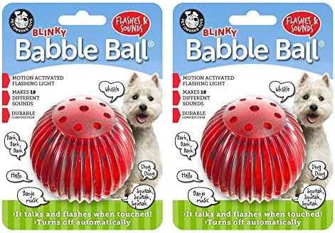 Интерактивни играчки за кучета на Пет Qwerks Blinky Babble Ball - Електронен Говори топката с активирането на мигающего