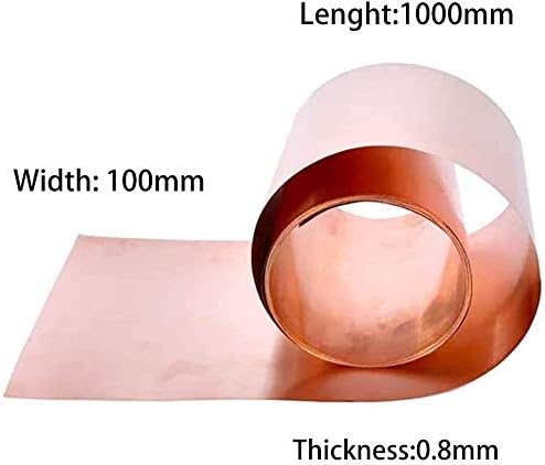 УМКИ Латунная Медна Плоча е метален лист Фолио табела Сегмент на Меден метал Дължина 1000 мм Широчина-100 мм Метално фолио (Размер: 0.4 mm x 100 mm)