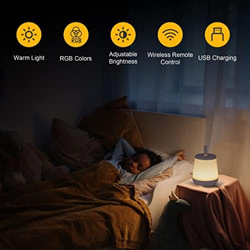 Сензорна Лампа, Преносими Led нощна светлина с Бърз USB Порт за зареждане, 5 Нива, Топло Бяла Светлина с Регулируема