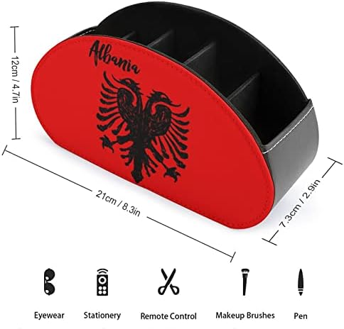 Държач на дистанционното управление с флага на Албания Орел, кожена настолен органайзер за канцеларски принадлежности,