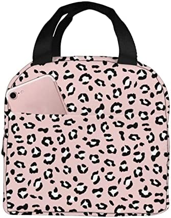 JSHXJBWR, Преносим чанта за Обяд с модел от Розова Леопардовой кожа, За Жени, Мъже, Розова Изолирано Чанта-Хладилник,