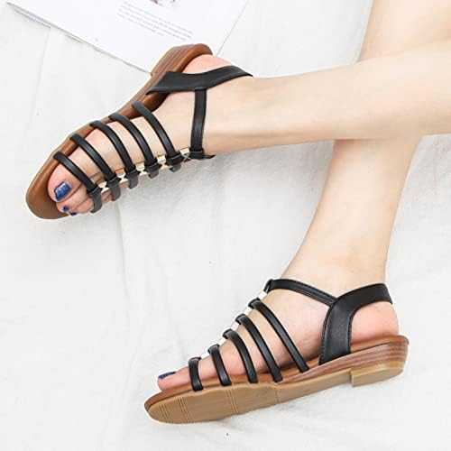 Сандали за жени лятна мода отворени пръсти сандали на платформа с катарама каишка на глезена разтеглив плажни сандали