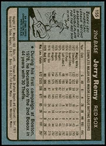 1980 Topps 155 Джери Реми на Бостън Ред Сокс (бейзболна картичка) NM/ MT Red Sox