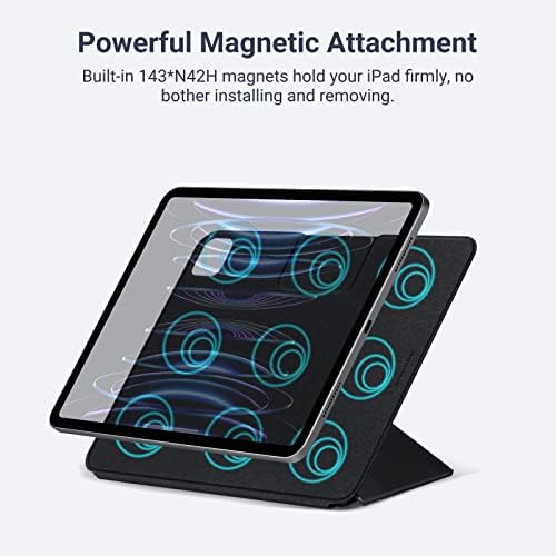 Калъф PITAKA за iPad Pro 12.9, MagEZ Folio за iPad 2 Pro 12.9, Лек, foldout том със скрит магнитен държач Apple Молив, който е съвместим с калъф MagEZ 2 /Pro за iPad Pro - Черен