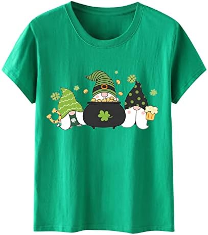 KCJGIKPOK Женска Тениска със Зелени Трилистниками на Деня на Св. Патрик, Графична Тениска с Детелина, Ежедневни
