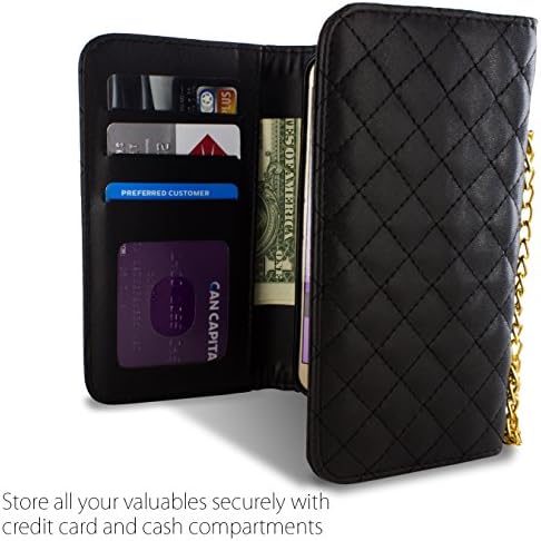 LG Escape 2 / Лого / Калъф Spirit, дизайн на чантата [Клатч CoverON®], една Чанта-портфейл с ватирана защита [Отделения за кредитни карти, модерно огледало и гривна на веригата за