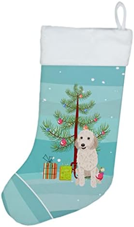 Caroline's Treasures WDK3011CS Doodle Cream #1 Коледен Чорапи, чорапи за окачване на камината, Коледен Сезон, декорация за Партита, Семейни Празнични Украси,