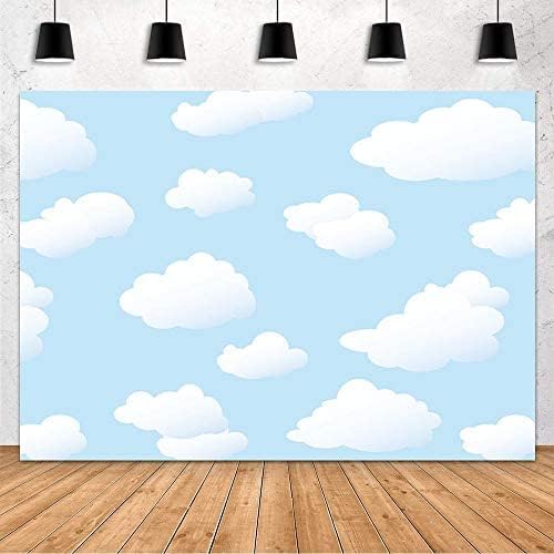MEHOFOND Синьото Небе на Фона на Облак Карикатура Рожден Ден Декоративен Фон за Момче Деца Пътуване през Света На
