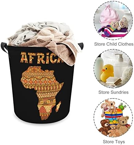 Кошница за дрехи Kente Map of Africa Сгъваема Висока Кошница за Дрехи с Дръжки Чанта За съхранение