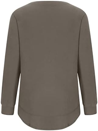 lcepcy / Дамски Ежедневни Блузи-Ризи, Свободни Ризи, Пуловери с Извито Подолом, Свободна Тениска с кръгло деколте и дълъг ръкав