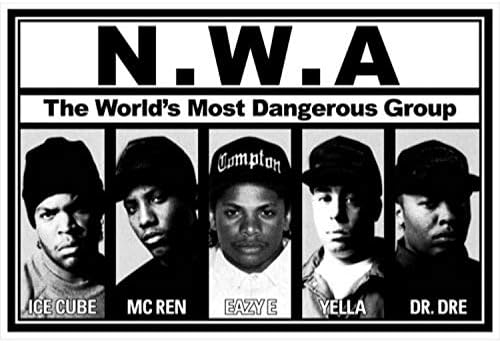 Купи Плакат с музикален модел за моделите от N. W. A. без рисунки 36x24 - Ice Cube - MC Ren - Eazy E - Yella - Dr