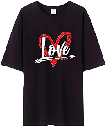 Ризи за Свети Валентин за Жени, Красиви Блузи с Къс Ръкав и Принтом във формата на Сърце, Летни Тениски За Двойки, Блуза