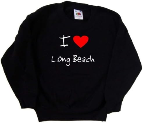 Черна детска Hoody I Love Heart Long Beach Черен цвят