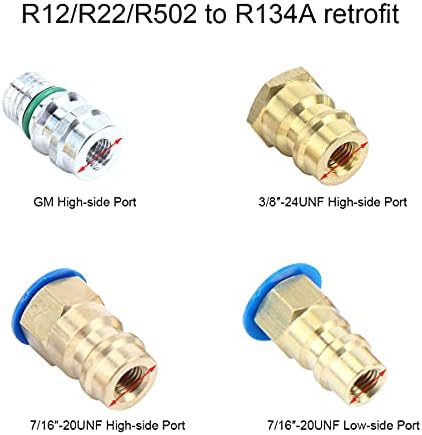 Клапан за преобразуване на адаптера на хладилен агент R12/R22/R502 в R134A с автоматично заключване 1/4 Порт високо
